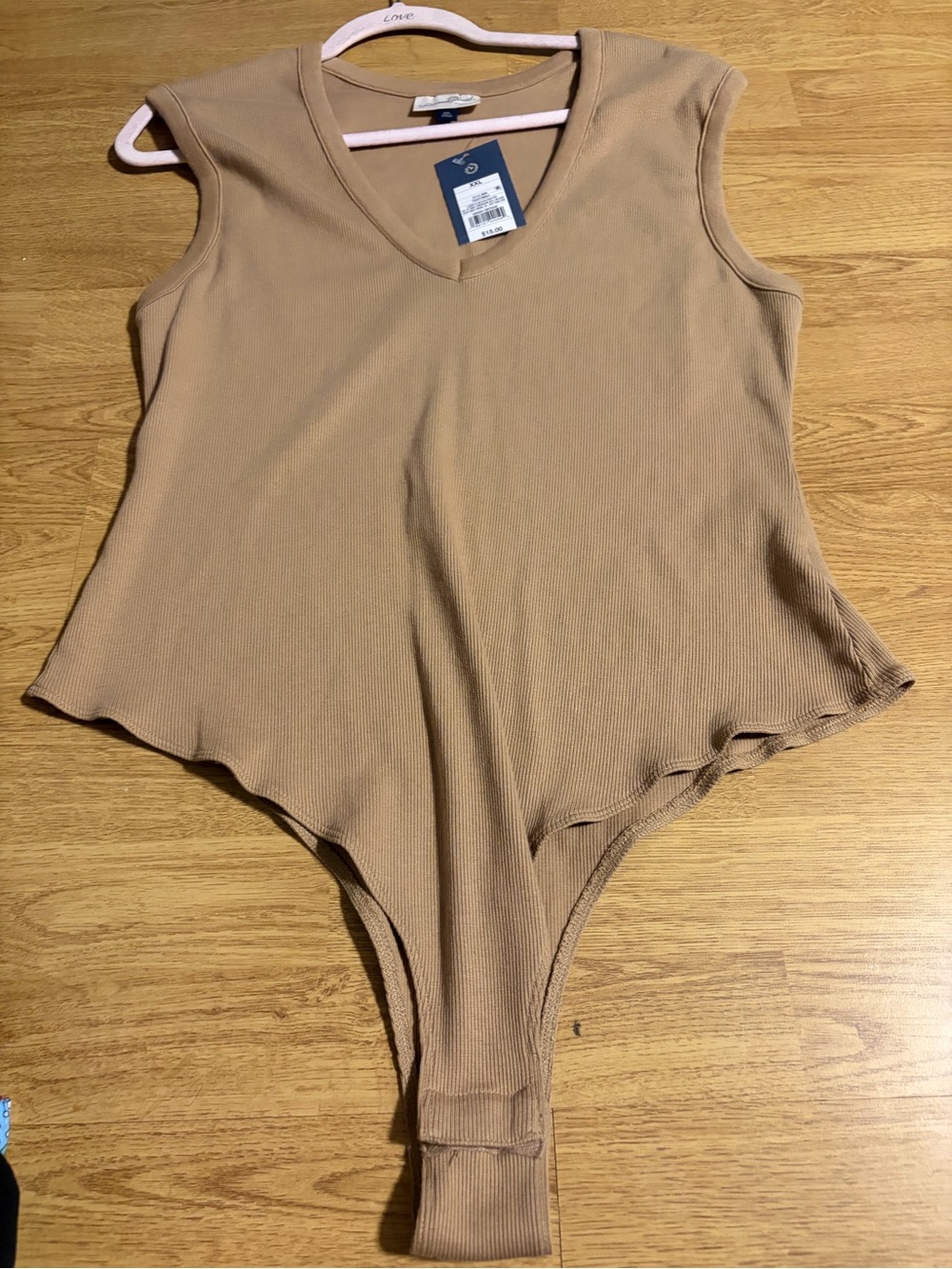 NWT Universal Thread Tan Ribbed V-Neck Sleeveless Bodysuit- XXL
